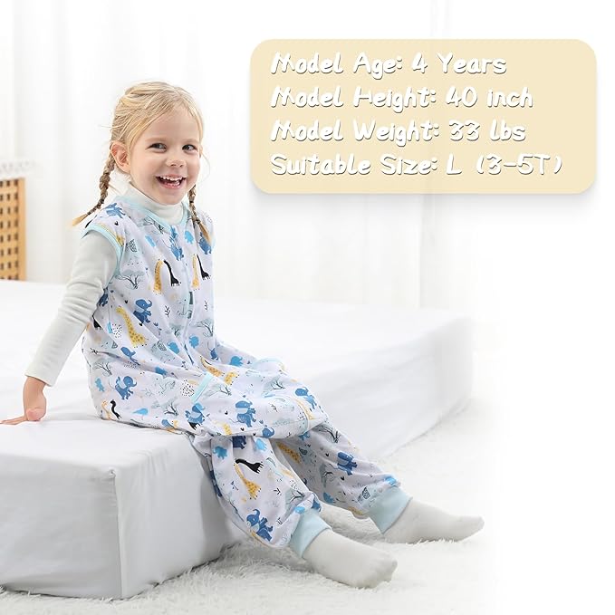 WONDAY Toddler Sleeping Sack, Sleep Sack 2t-3t, Sleep Sack Early Walkers Baby Wearable Blanket, Sleeping Bag Toddler Baby Sleep Sack with Feet, Sleeveless Sleep Sack for Toddlers