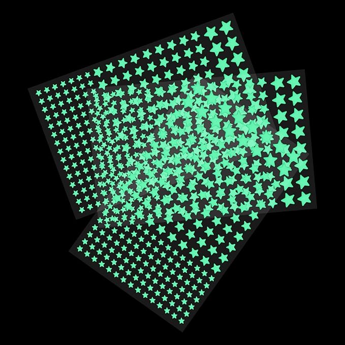 MECCANIXITY Glow in The Dark Stars Decals Decor Green Wall Stickers for Ceiling Bedroom Bedding Room 3 Set