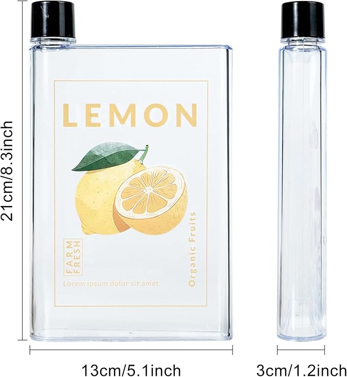 Flat Water Bottle For Travel,14oz Slim Water Bottle,Transparent Slim Water Bottle 420ml-BPA Free&Portable-Square Water Bottle Flat for Sports,Fitness,Camping,Hiking