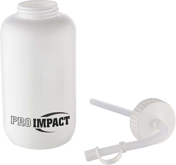 Pro Impact Squeezable Water Bottle Bendable Long Straw - LDPE BPA Free Plastic - Hydration for Baseball Hockey Gym MMA Yoga Boxing Cycling Softball Football Lacrosse (35.5 Oz.)