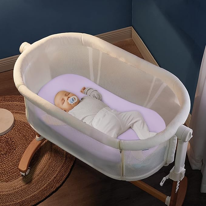 Bassinet Sheets for Baby Girl 2 Pack Bassinet Sheet Fitted Universal Microfiber Soft Cradle Sheets for Oval Rectangle and Hourglass Bassinet Mattress, Pink&Purple