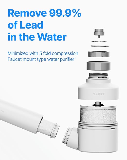 Cobra Type Tap Mount Faucet for Drinking Water with 5 Filter Elements, Reduces Chlorine for Good Flavor, Tap Water Filter Mount for Kitchen Sink