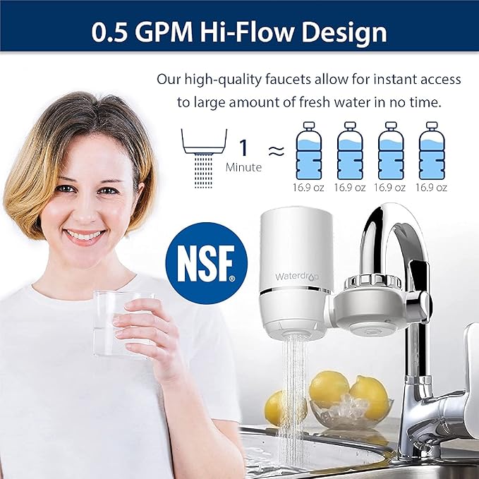 Waterdrop WD-FF-01A Replacement Filter, Faucet Water Filter, Replacement for WD-FC-01, WD-FC-02, WD-FC-06, Reduces Chlorine, Taste and Odor, Last Up to 9 Months (Pack of 3)