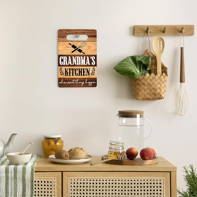 Farmhouse Kitchen Decor, Grandma Gift, Kitchen Signs Wall Decor, Grandma's Kitchen Where Sweet Things Happen Sign, Kitchen Gifts for Grandma Birthday 8 x 12 Inch