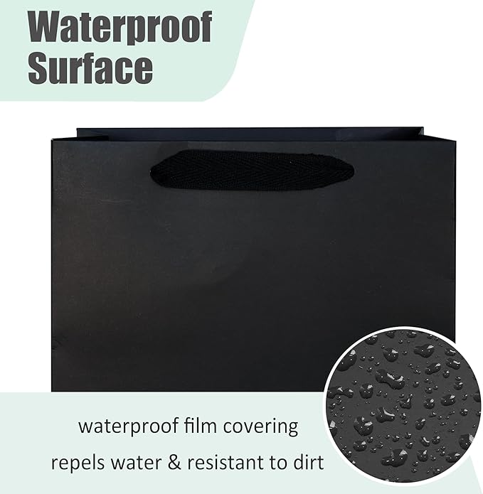 KEYYOOMY Wine Gift Bags - 10 Pack Black Kraft Paper Wine Bottle Gift Bags with Handles for Wedding Birthday Housewarming Christmas Party Supplies(10CT,13.8x4.3x3.5 IN,Black)