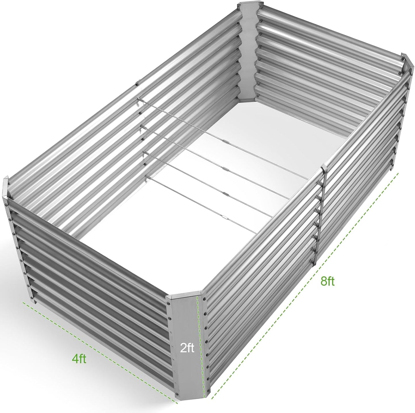 Land Guard 8×4×2 ft Galvanized Raised Garden Bed Kit, Galvanized Planter Raised Garden Boxes Outdoor, Large Metal Raised Garden Beds for Vegetables.