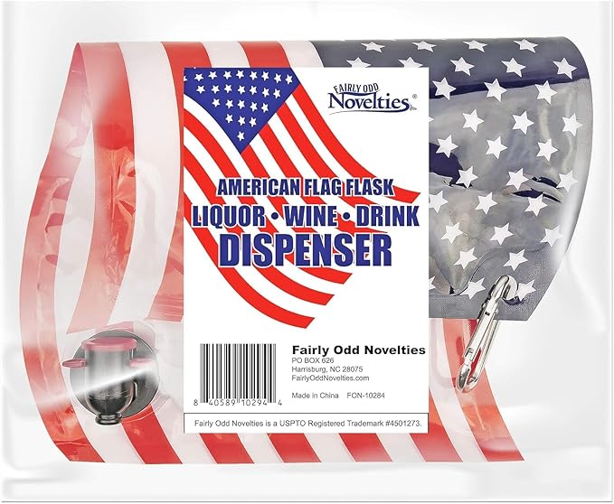 Fairly Odd Novelties American Flag Wine Dispenser Bag Fun Patriotic Drink Holder-Perfect for 4th of July, One Size, Multicolored