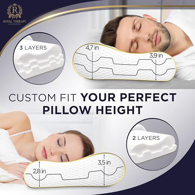 Memory Foam Pillow, 2-Pack King Cervical Pillow for Neck Pain, Contour Pillow, Pillow for Neck and Shoulder Pain, Neck Pain Pillow, Side Sleeper Pillow for Shoulder Pain, Side Sleeping Pillow