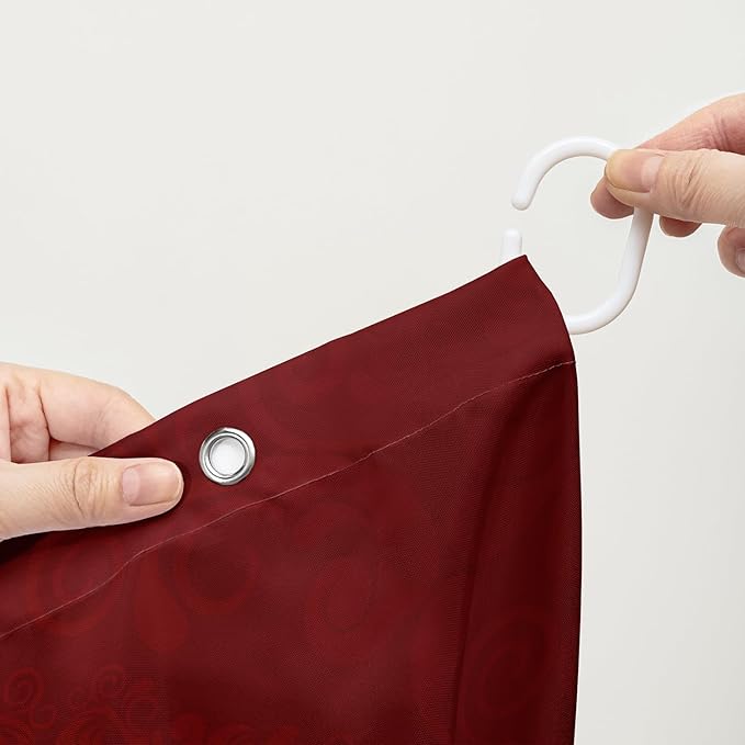 AILONEN Red and Gold Shower Curtain,Red Rose Hearts Printed Bath Curtain,Romantic Luxury Rose Flower Waterproof Curtain for Bathroom Decor 72" W x 78" H