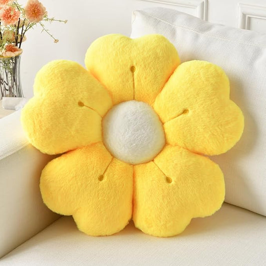 Flower Pillow, Flower Shaped Pillow Decorative Throw Pillows for Bed Couch, Cute Daisy Pillow Dorm Decor Floor Seating Cushion (Yellow, 15 Inches)
