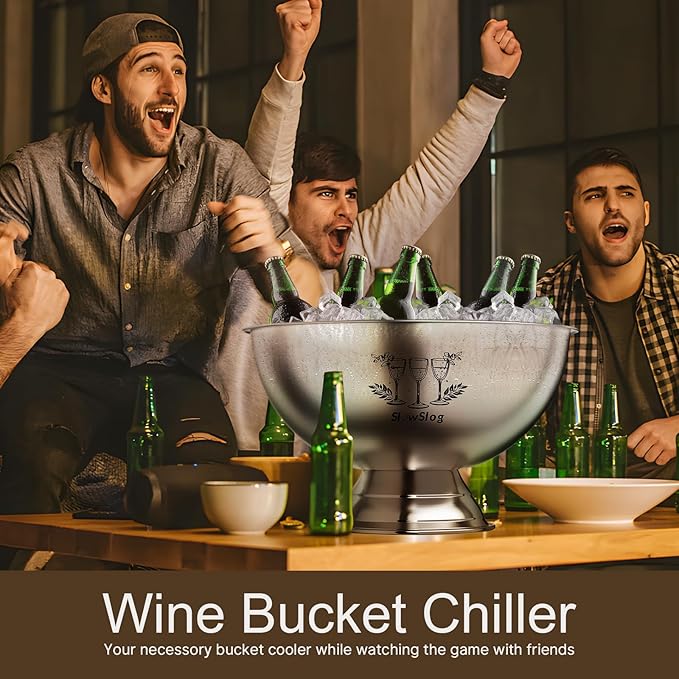 Ice Bucket for Parties, 12L Stainless Steel Beverage Tub, Champagne Bucket with Scoop, Wine Bucket Chiller for Parties, Punch Bowl for Celebrations
