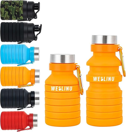 Collapsible Water Bottle, Reuseable BPA Free Silicone Foldable Water Bottles for Travel Gym Camping Hiking, Portable Leak Proof Sports Water Bottle…