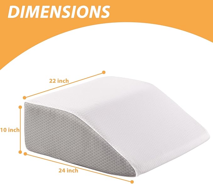 Leg Elevation Pillows, Leg Pillows for Sleeping, Cooling Gel Memory Foam Top, Wedge Pillow for Legs, Leg Wedges for Circulation, Swelling, After Surgery - Removable Cover (10 Inch, White/Grey)