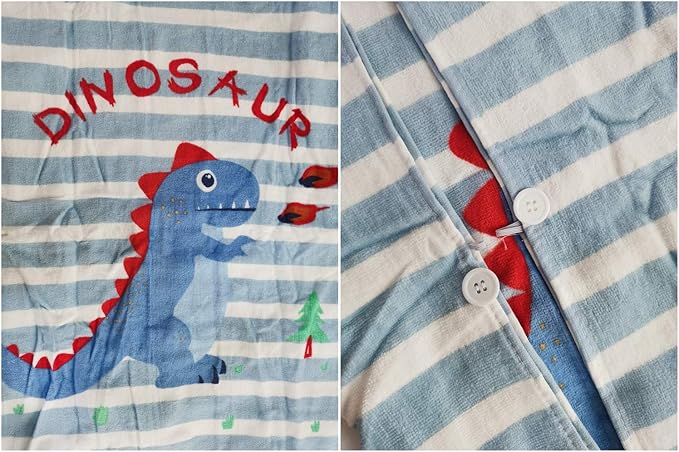 TONWHAR Kids Bath/Pool/Beach Hooded Poncho Towel-Cartoon Animal Pattern Cotton Beach Towel for Baby and Kids (Dinosaur, 1-4 Years/Height:33.4"-43.3")