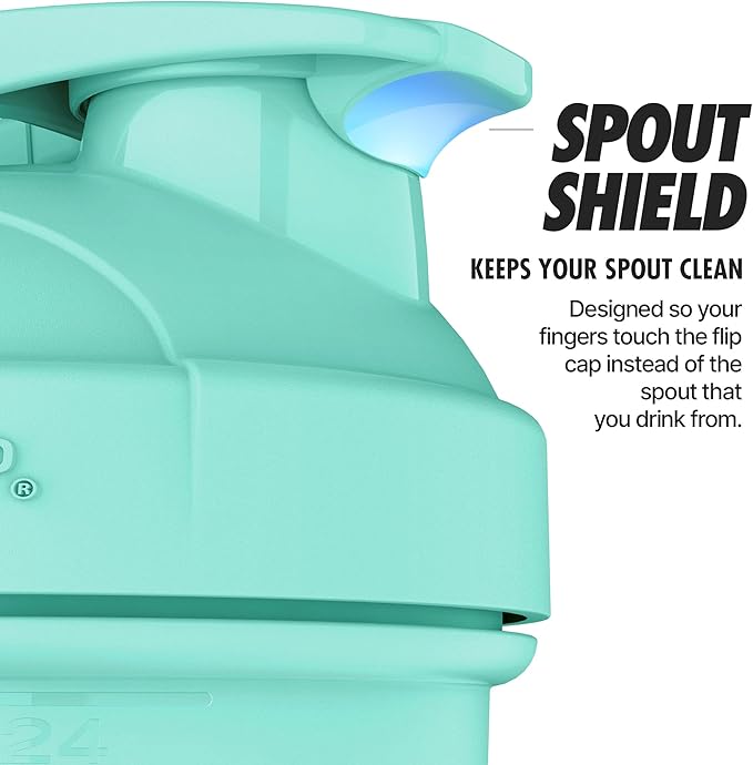 Hydra Cup ProFlow [2 Pack] 28 oz Shaker Bottles for Protein Shakes, Shaker Cups with Ball Blender Whisk, Shaker Bottle with Handle, Travel To Go, BPA Free (White & Teal, 28oz)