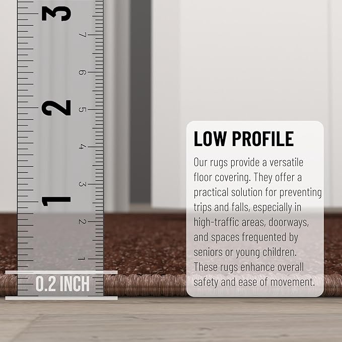 Machine Washable Modern Solid Design Non-Slip Rubberback 2x6 Traditional Runner Rug for Hallway, Kitchen, Bedroom, Living Room, 2'2" x 6', Brown