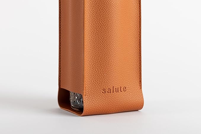 NEW Salute Wine Bottle Carrier with Corkscrew | Vegan Leather Tote Gift Bag Corporate Gift idea Picnic Travel Tastings Wine Gift Beach Party BYOB Restaurant Valentines Day (Tan)