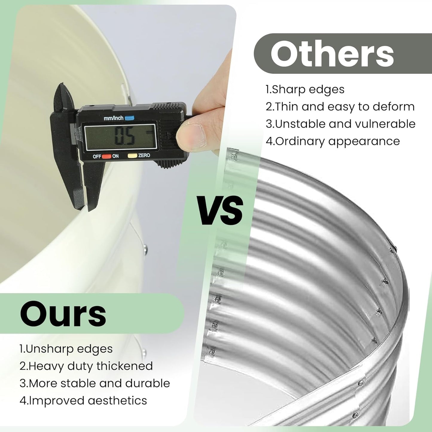 2 Pcs 6x3x1.5ft Oval Raised Garden Bed, Galvanized Raised Beds,Open-Ended Base Metal Raised Planter Beds,Garden Bed Outdoor,Planter Raised Boxes for Vegetables, Flowers,Tool-Free Asse,White