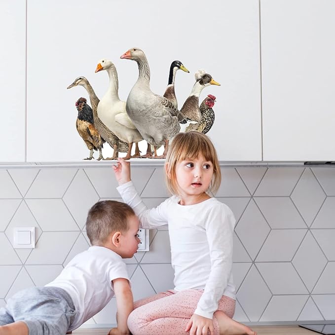 Funny Ducks Wall Decal Peel and Stick Removable Ducks Wall Stickers Funny Gift for Christmas Friends Kitchen Dishwasher Fridge Sticker Wall Window Decor Kids Bedroom Decor