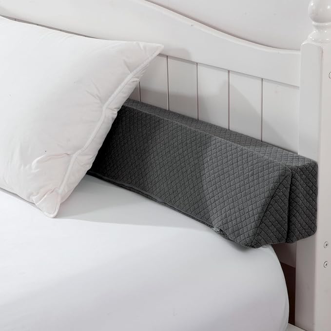 HOMBYS Wedge Pillow Headboard for Bed Gap,Foldable Bed Wedge Gap Filler Queen Size,Matterss Gap Filler,Multi Functional Bed Crack Pillow, Fill The Gap (0-7") Between Your Headboard and Mattress,Grey
