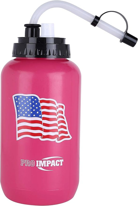 Pro Impact Squeezable Water Bottle with Bendable Long Straw and Spray cap - LDPE BPA Free Plastic - Hydration for Baseball Hockey Gym MMA Yoga Boxing Cycling Softball Football Lacrosse (35.5 Oz.)