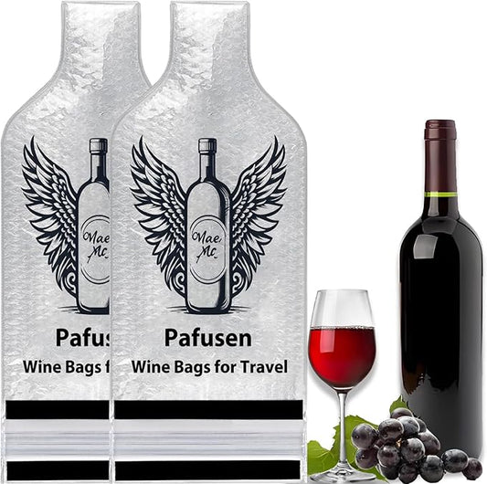 Pafusen 2 Pack Wine Bottle Travel Protector Bags, Wine Bags for Travel Reusable, Wine Travel Bags for Wine Bottles Airplane Car Cruise Suitcase Luggage, Leak Proof Insulated Wine Sleeves
