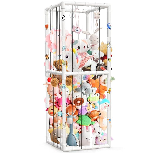 Plush Stuffed Animal Storage Holder, Large Capacity Zoo Storage Cage Organizer, Animal Holder Organizer with Bottom Net for Nursery Play Room Bedroom Decoration