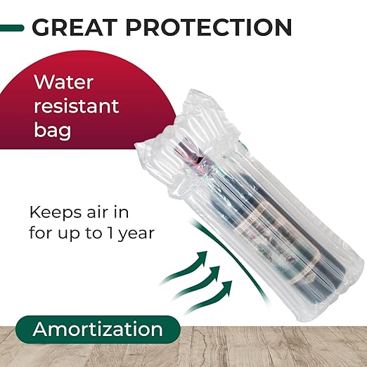 IDL Packaging Inflated Wine Bags for Travel, Pack of 1 - Reusable Air Column Bags for up to 750 ml Bottles - Wine Bottle Protector for Packing, Travel and Shipping - Glass Cushioning