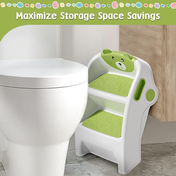 Toddler Step Stool for Bathroom Sink and Potty Training Durable Anti-Slip,Anti-Tip A-Frame,10-Second Assembly, 2-Step Potty Stool with Wide Steps,CPC Certified for Safe and Kids Easy Hand Washing