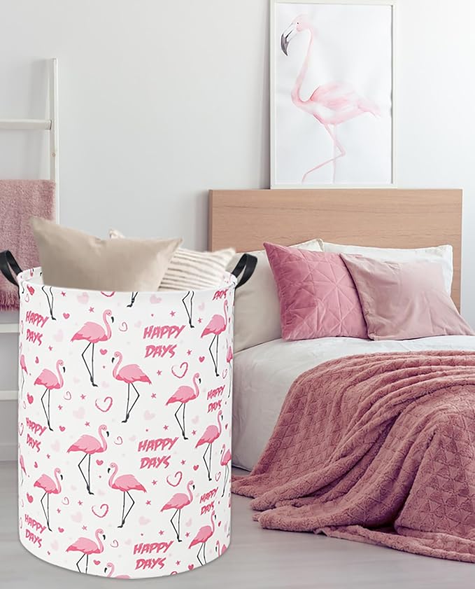 Pink Flamingo Kids Laundry Basket Baby Hamper Flamingo Toy Storage Bin for Boys Room Decor Baby Nursery Hamper Gift Baskets for Bedroom Bathroom(Pink Flamingos)