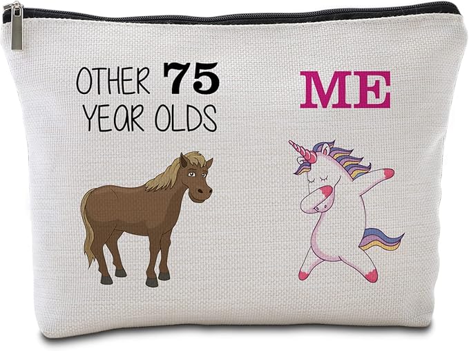 75th Birthday Gifts Women Travel Makeup Bag Funny Unicorn Gift Bag Other 75 Year Old Me Unicorn Best 75 Birthday Decorations for Her 75th Birthday Gift Ideas