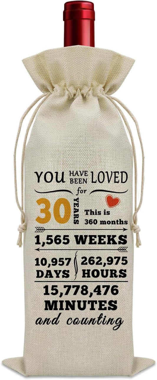 Sazuwu Happy 30th Birthday Gifts for Women Wine Bag 30 Year Old Birthday Gifts for Men Wine Bottle Storage Bag Gifts for Daughter Turning 30 Born in 1994 Gifts Wine Accessories Gifts for Wine Lovers