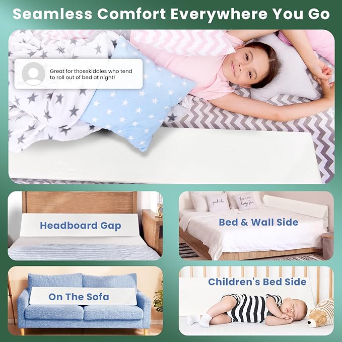 Wedge Pillow Headboard, Ultimate Comfort Bed Wedge Pillow for Headboard, Relaxation Bed Gap Filler for Queen(60"x10"x6"), Foam Pillow Wedge for Headboard Gap, Overall Bed Gap Filler.