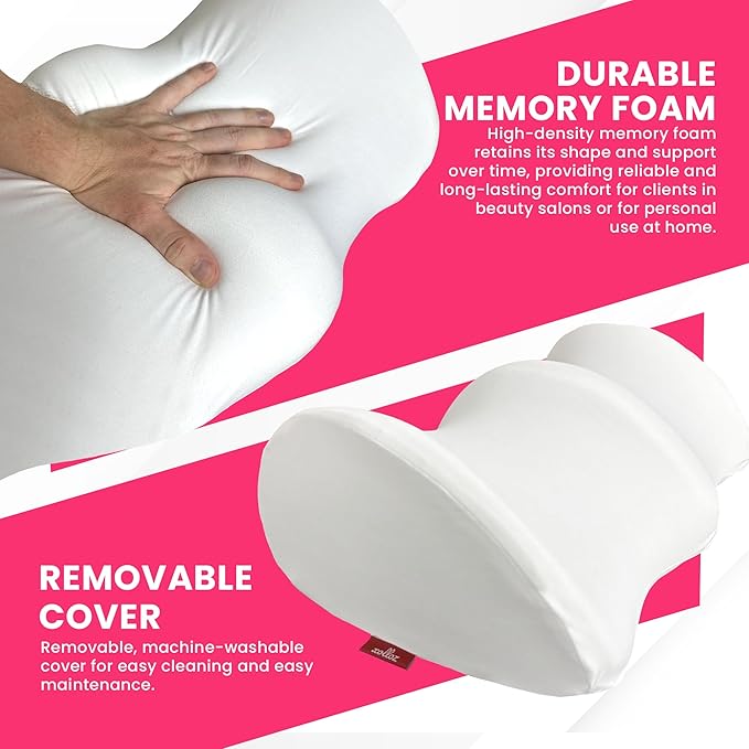 Ergonomic Leg Pillow for Leg and Knee Support | Premium Memory Foam Knee Pillow for Beauty Salon Or Home | Bolster Pillow for Legs Helps Comfort Enhancement, Legs & Lower Back Pain Relief (White)