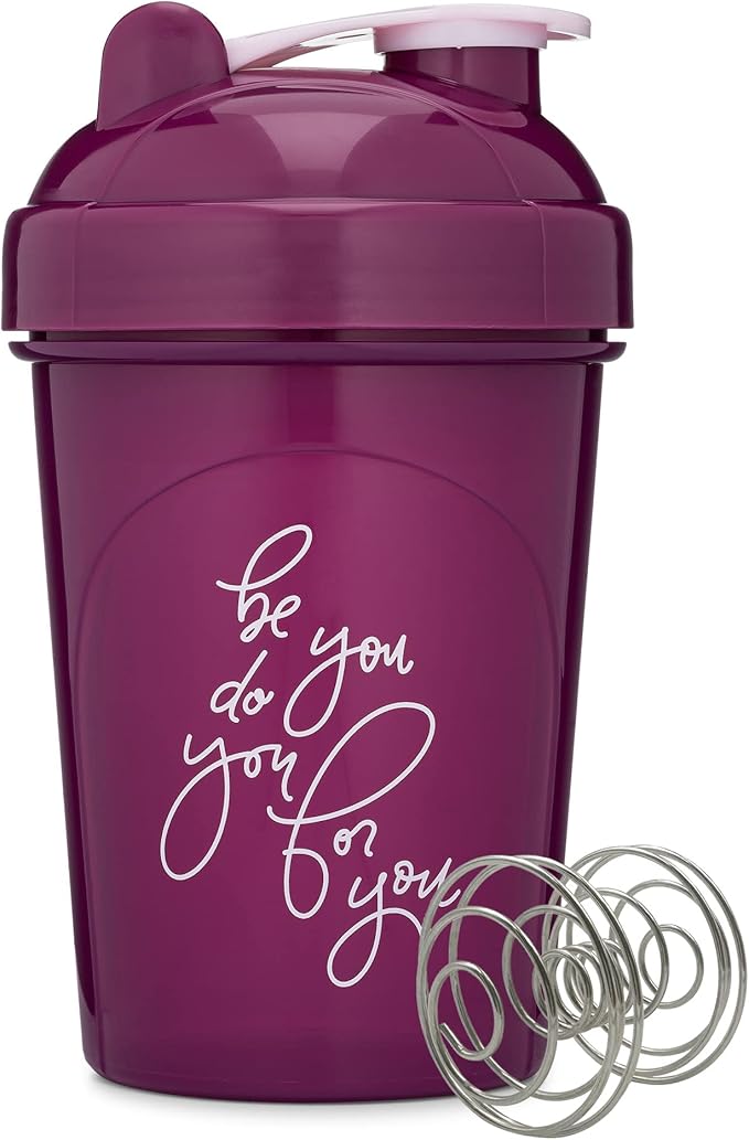 GOMOYO 2-Pack 20-Ounce Protein Shaker Bottle (Plum & Rose) | BPA Free, Dishwasher Safe Shaker Cups with Motivational Quotes for Gym, Running, Workout Supplements