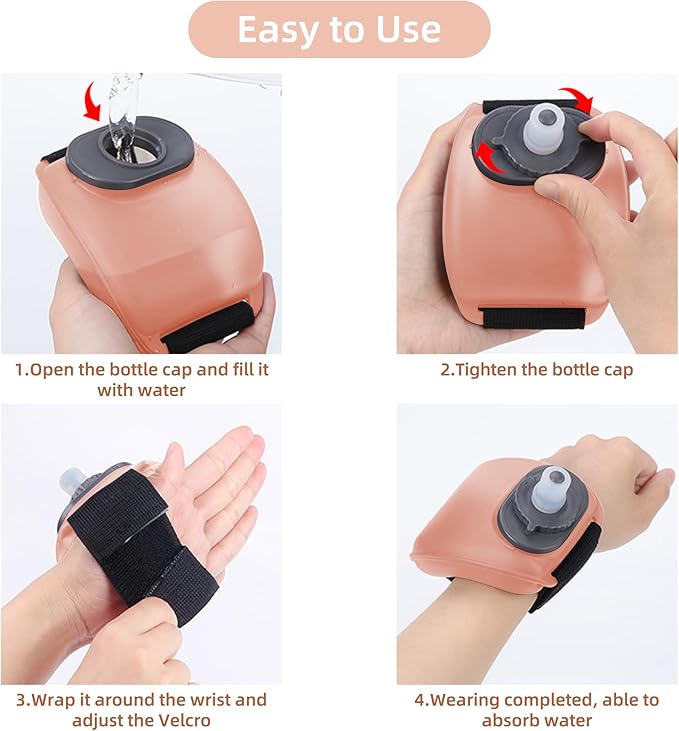 Portable Running Water Bottle Handheld, Adjustable Wrist Sports Water Bottles, Reusable Leak Proof 7 Oz Silicone Sports Water Jug for Travel Camping Rock Climbing Jogging Hiking Marathon Cycling