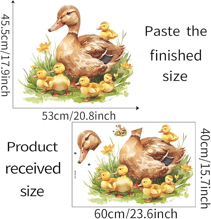 Mother Duck and Ducklings Wall Stickers, sacinora Warm Farm Idyllic Wall Decals Removable Vinyl Peel and Stick for Kids Baby Nursery Living Room Bedroom Playroom Toddler Room Art Decorations