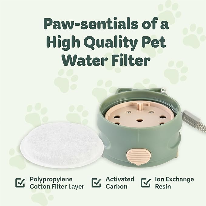 Desired Things 6 Pack Water Filter Replacement with Activated Carbon & Ion Exchange Resin for Controlling Chlorine & Odor in Your Dog and Cat Water Dispenser, Compatible with Most Pet Water Dispensers