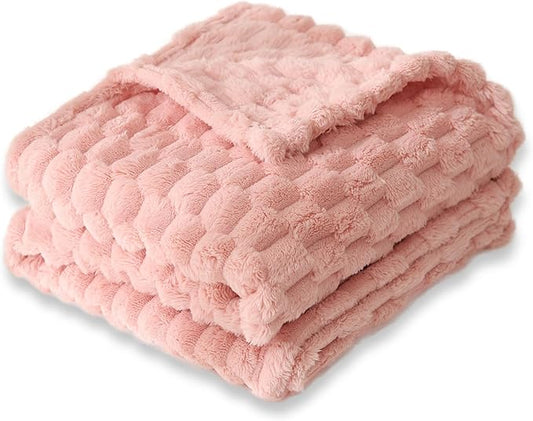 HOMRITAR Baby Blanket for Girls Fleece Fluffy Fuzzy Blanket for Toddler Bed 3D Imitation Turtle Shell Jacquard Bed Blankets, Soft Cozy Warm Receiving Blanket (30 x 40 Inch, Pink)