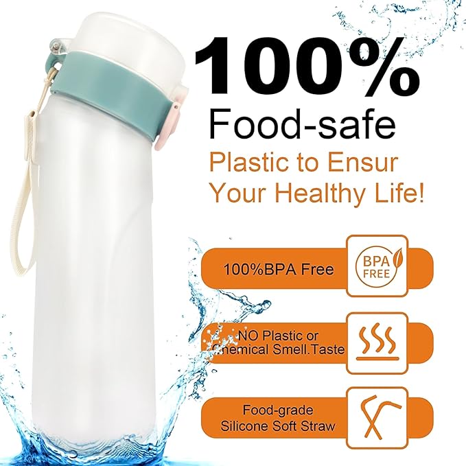 Air Water Bottle,750ML Scent Water Cup with 3 Flavour Pods,Leak Proof Sports Water Cup with Straw Suitable for Outdoor Sports,Gifts From Friends, Birthday Gifts (New White + 3pods)