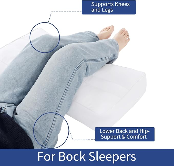 HOMBYS Knee Pillow for Side Sleepers,Down Alternative Between Leg Pillow for Sleeping,Under Knee Pillow for Sleeping on Back,Spine Alignment, Lower Back Pain Relief,Pregnancy Support,White 4 inch