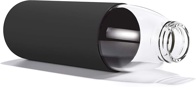 veegoal Glass Water Bottles 18 Oz Borosilicate with Bamboo Lid, BPA-FREE, Non-Slip Silicone Sleeve, and Stainless Steel Leak Proof Lid - Glass Water Bottle for Men and Women