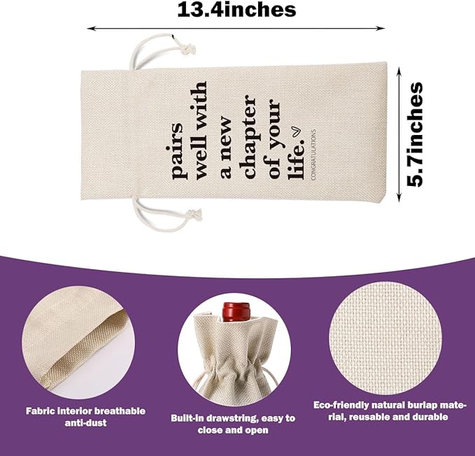 New Chapter Wine Bag Farewell Gifts for Coworkers Coworker Leaving Gifts for Women Retirement Gifts for Women Men Going Away Gifts for Friends