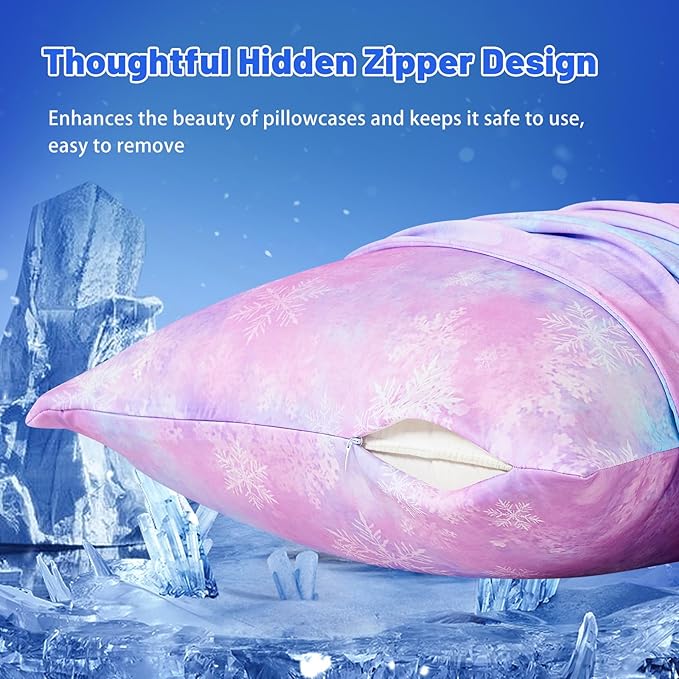 Cooling Pillow Cases for Hot Sleepers - Double Side Arc-Chill Q-Max>0.5 Cooling Fiber Cool Pillow Cases 2 Pack - Breathable Soft Cold Pillow Cases with Hidden Zipper (20" x 36")