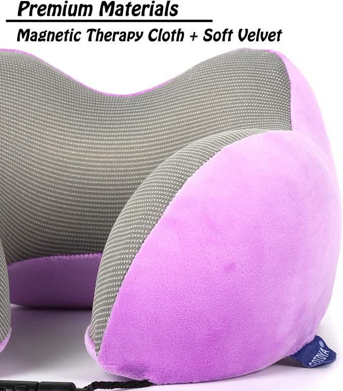 GOTDYA Travel Pillow,Travel Neck Pillows for Sleeping,100% Pure Memory Foam Soft Comfort & Support Pillow for Airplane/Car/Office&Home Rest Use-Violet