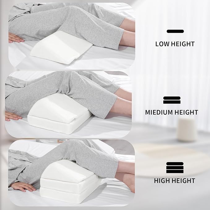BALAPET 3-in-1 Adjustable Height Wedge Pillow, 7" Height Leg Knee Pillow for Side Sleepers & Aligns Spine, Supportive Bolster Pillow for Pregnancy Relieves Pressure Hip Leg Elevation, 26", White