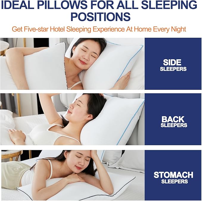 Bed Pillows for Sleeping - Pillows King Size Set of 2 Cooling Luxury Hotel Quality Pillow with Premium Plush Soft Down Alternative Fill for Side Back or Stomach Sleepers (King(Pack of 2))