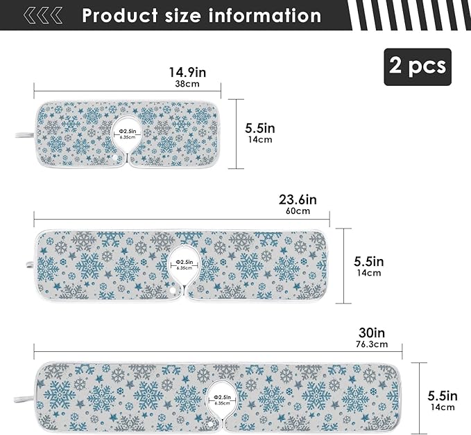 Christmas Red Gingerbread Man Faucet Sink Mat for Kitchen 2 Pack Winter Snowflake Xmas Tree Bathroom Drying Mat Absorbent Splash Water Catcher Mats Microfiber Cloth Drip Protector Splash Pad 30x5