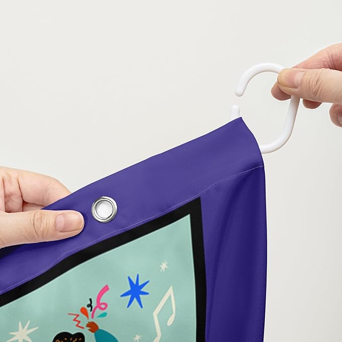 AILONEN Graffiti Music Shower Curtain,Happy Girls Music Art Bath Curtain Minimalist Bathroom Curtain 72" W*96" H Polyester Waterproof Bathroom Curtain with 12 Hooks