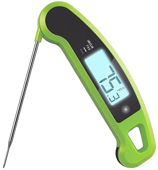 PX1D Javelin PRO Duo Ultra Fast Professional Digital Instant Read Meat Thermometer for Grill and Cooking, 4.5" Probe, Auto-Rotating Backlit Display, Splash Resistant – Wasabi